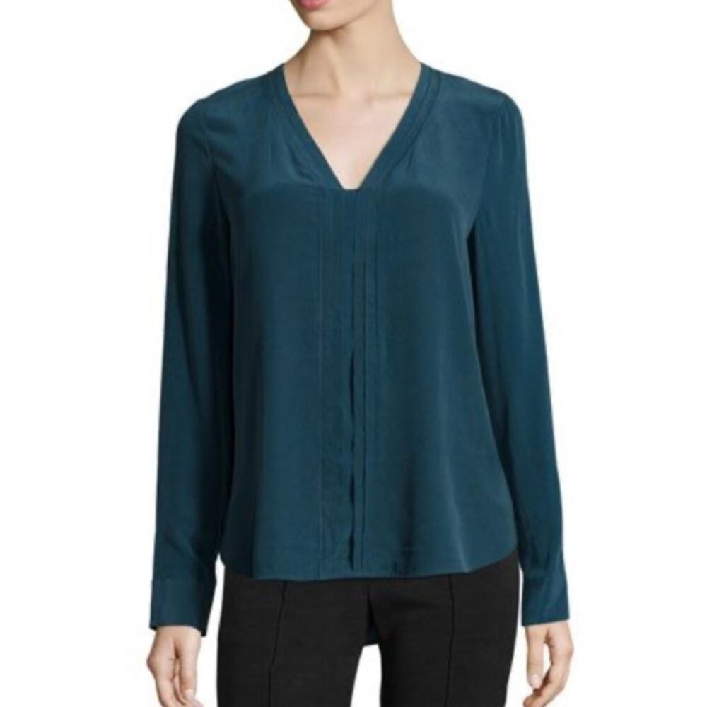 Vince silk picot edge blouse